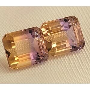 Gorgeous 24+ Carat Bolivian Pair of Ametrine!